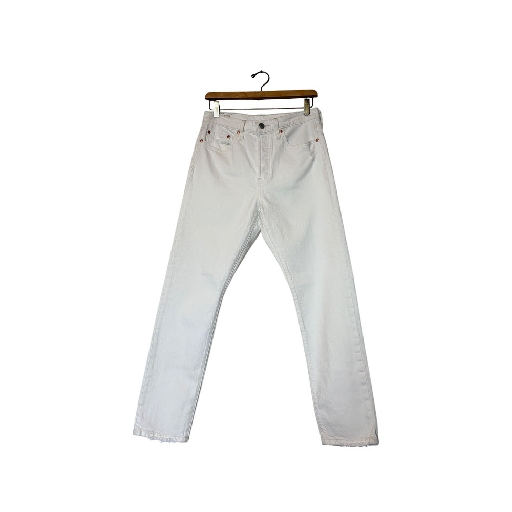 Levis Premium 501 Skinny Jeans  Button‎ Fly W28 L28 White Distressed 29502-0184